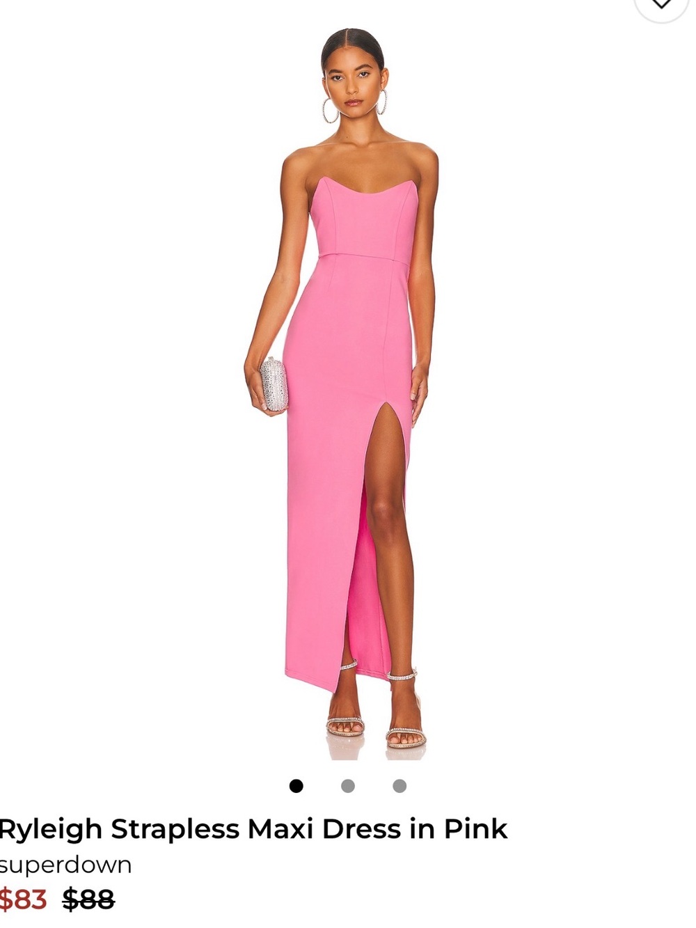 superdown Strapless Pink Maxi Dress with Thigh Slit